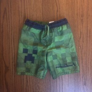 Minecraft Creeper Swim Shorts Trunks, Size Small